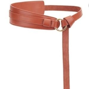 Cuyana leather wrap belt in black